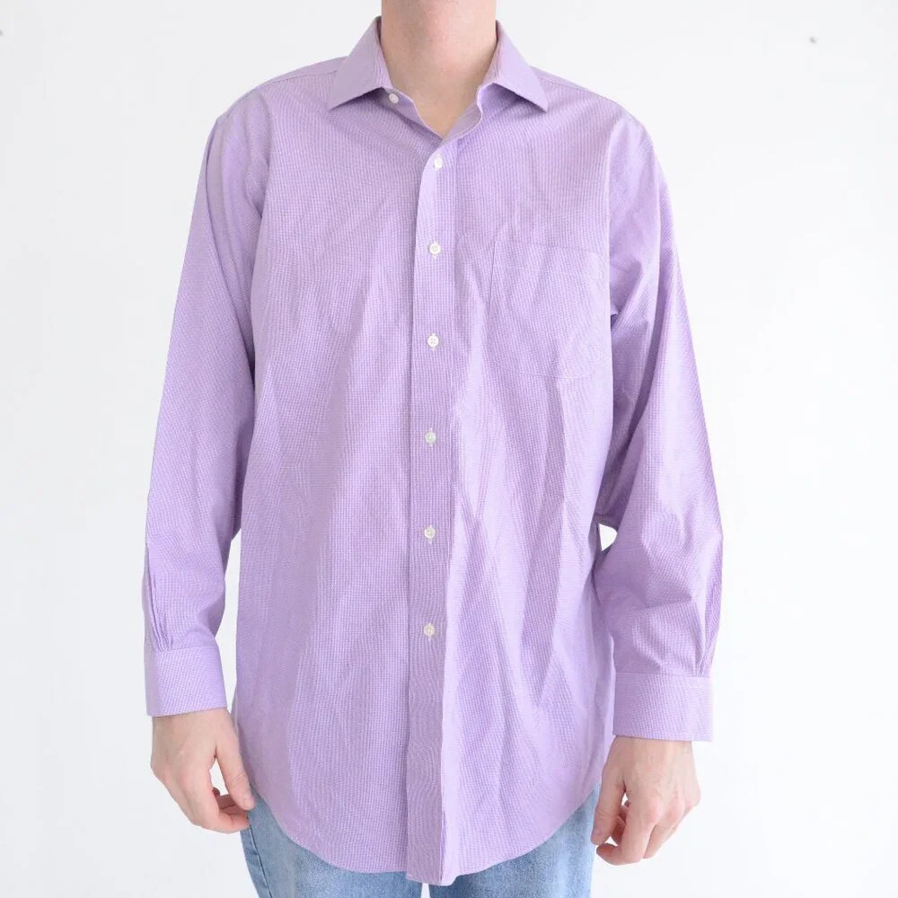 Brooks Brothers Lavender And White Cross Pattern Regent Style  100% Supima Shirt